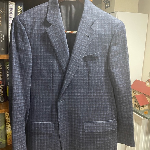 Men's Blue Plaid Blazer